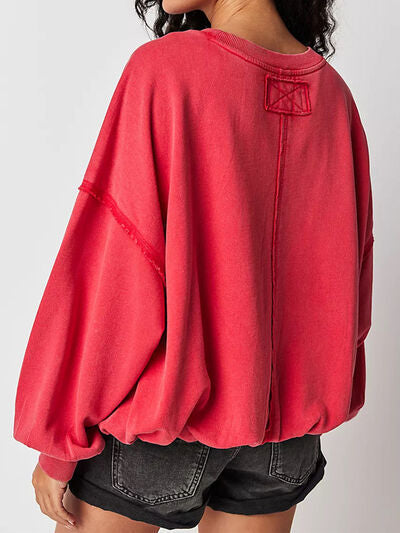 Exposed Seam Round Neck Sweatshirt