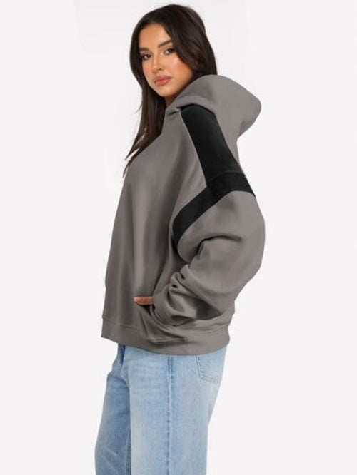 Contrast Dropped Shoulder Hoodie