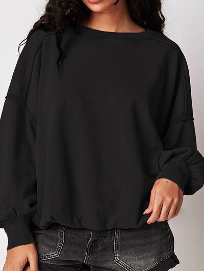 Exposed Seam Round Neck Sweatshirt