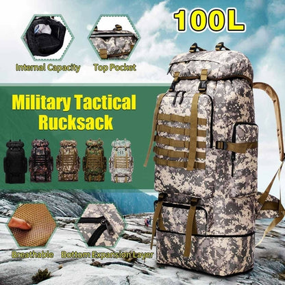 100L Camo Hiking Backpack