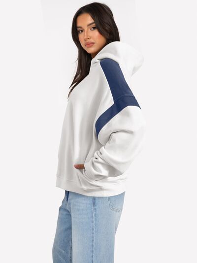 Contrast Dropped Shoulder Hoodie