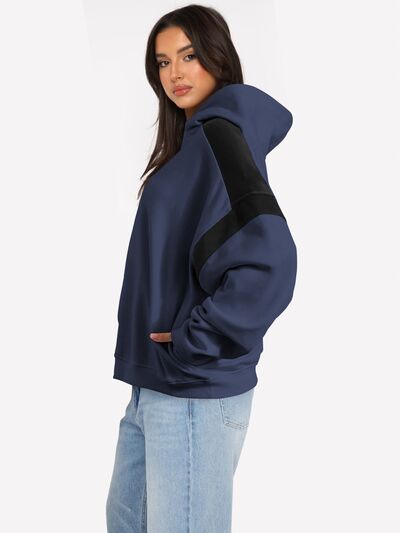 Contrast Dropped Shoulder Hoodie