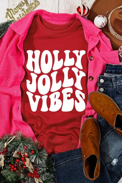 Round Neck 'Holly Jolly Vibes' Sweatshirt