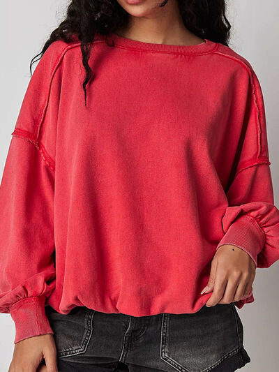 Exposed Seam Round Neck Sweatshirt