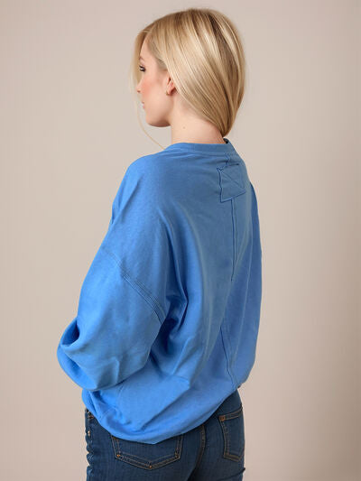 Exposed Seam Round Neck Sweatshirt