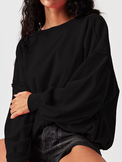 Exposed Seam Round Neck Sweatshirt