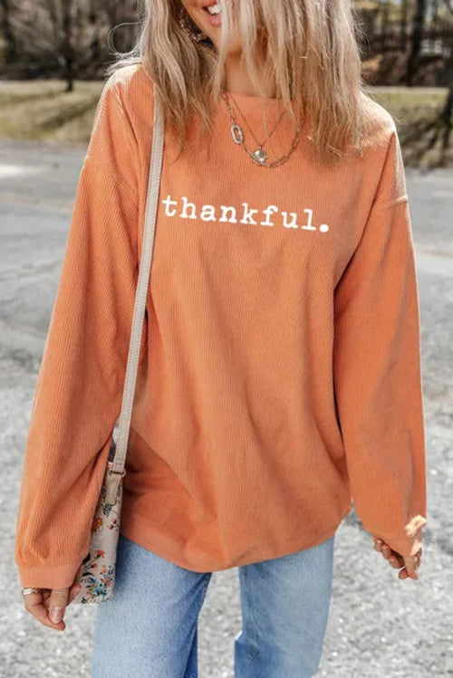 Round Neck Long Sleeve 'thankful.' Sweatshirt