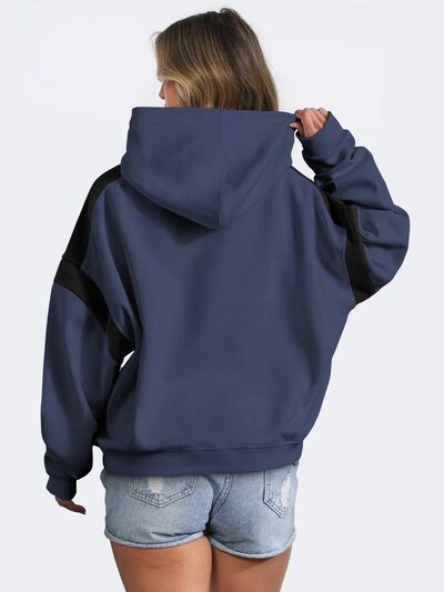 Contrast Dropped Shoulder Hoodie