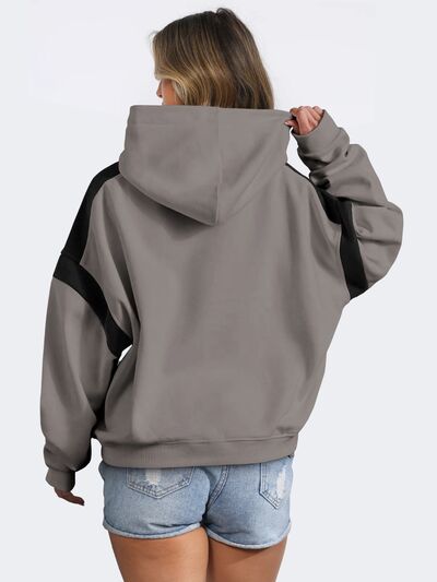 Contrast Dropped Shoulder Hoodie