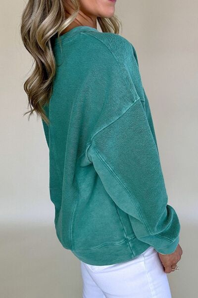 Notched Drop Shoulder Sweatshirt