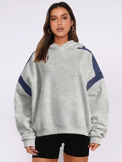 Contrast Dropped Shoulder Hoodie