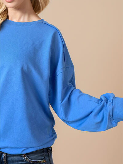 Exposed Seam Round Neck Sweatshirt