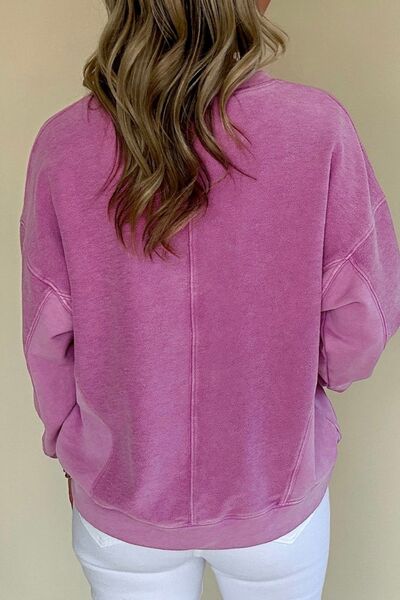 Notched Drop Shoulder Sweatshirt