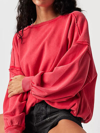 Exposed Seam Round Neck Sweatshirt