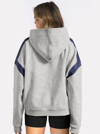 Contrast Dropped Shoulder Hoodie