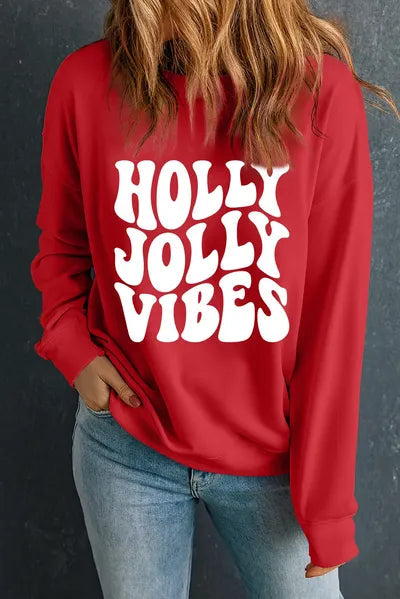 Round Neck 'Holly Jolly Vibes' Sweatshirt