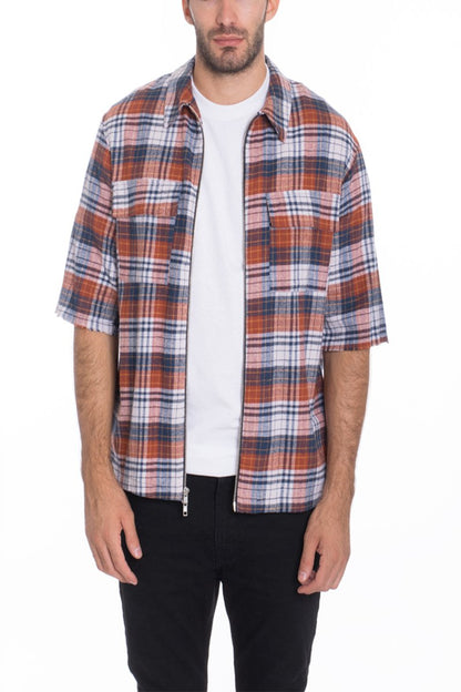 Corden Zip Up Flannel Shirt