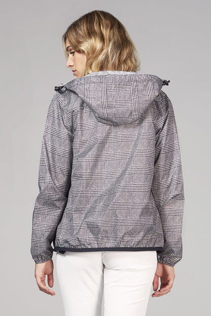 Packable Rain Jacket in Grey Plaid