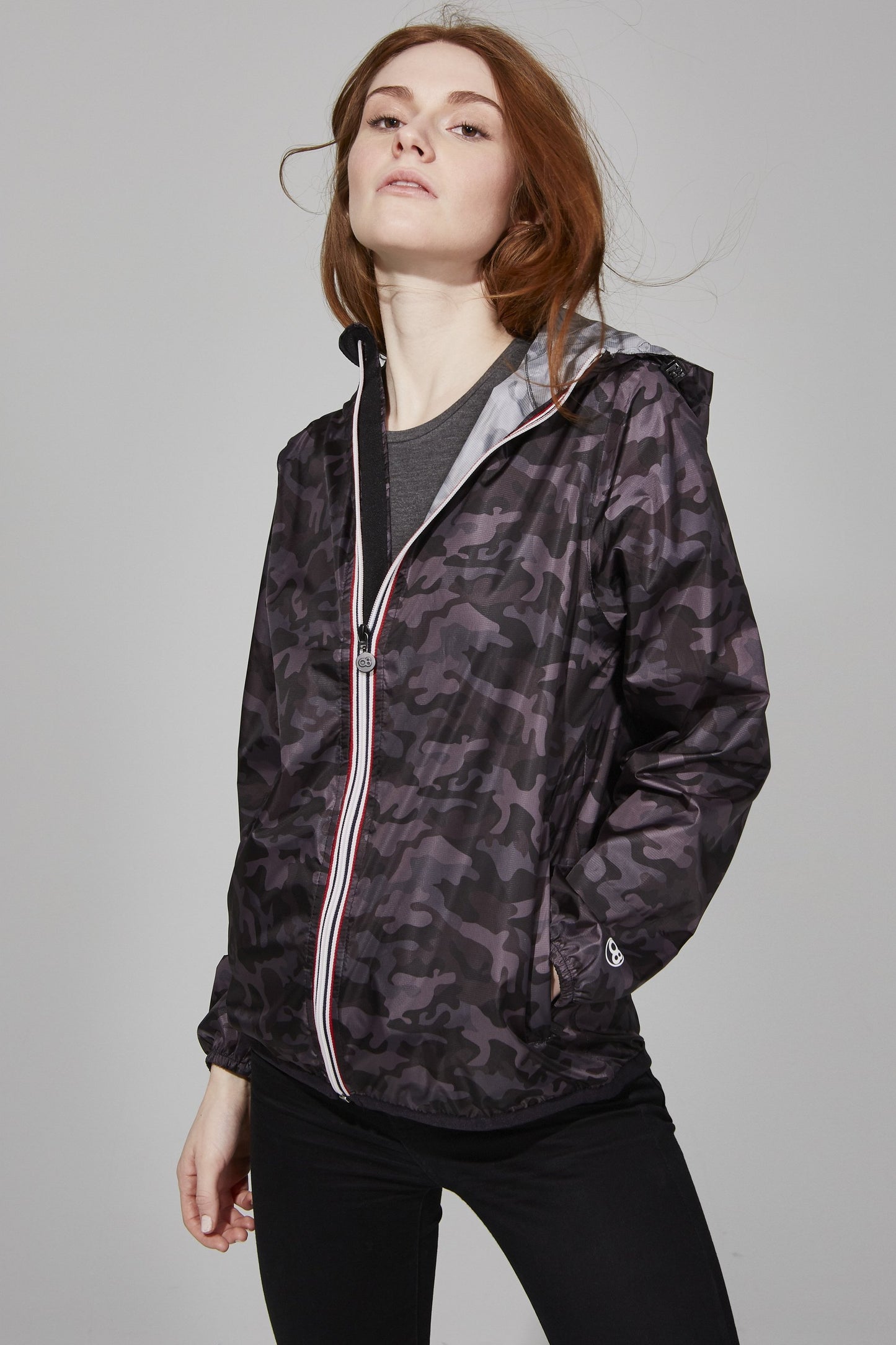 Packable Rain Jacket in Black Camo