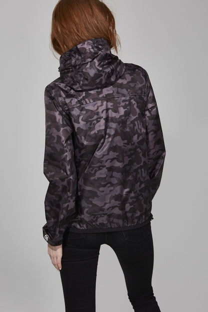 Packable Rain Jacket in Black Camo