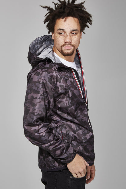 Packable Rain Jacket in Black Camo