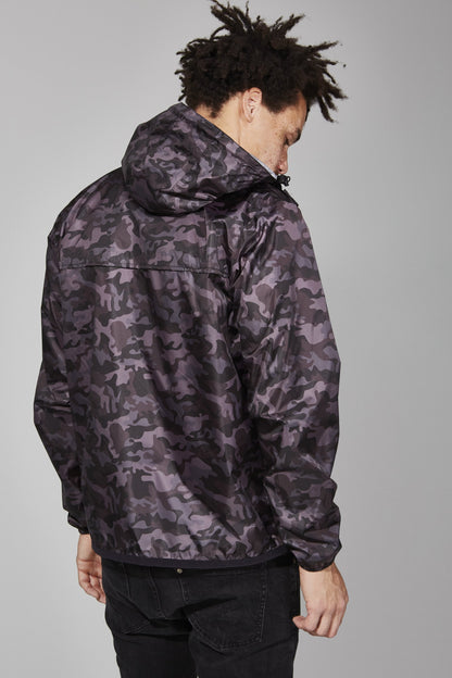 Packable Rain Jacket in Black Camo