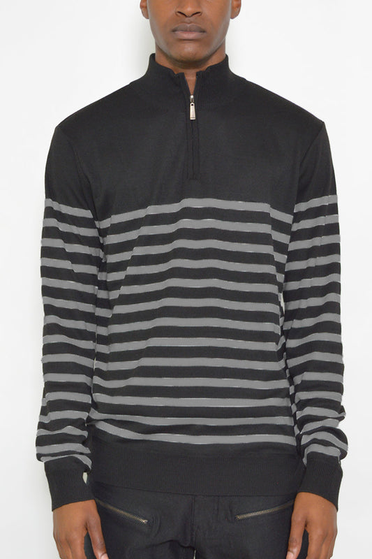 Quarter Zip Striped Sweater