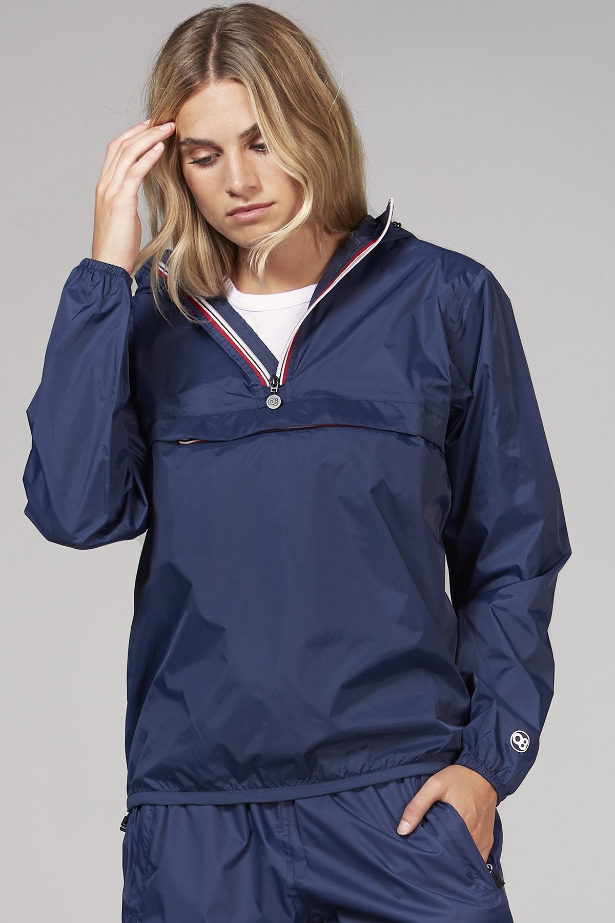 Quarter Zip Packable Rain Pullover - Navy