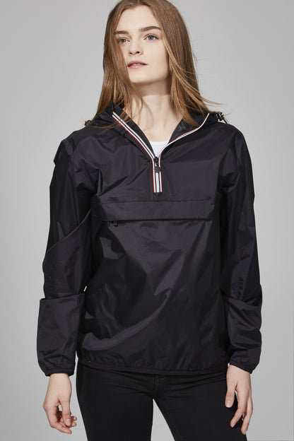 Quarter Zip Packable Rain Jacket in Black