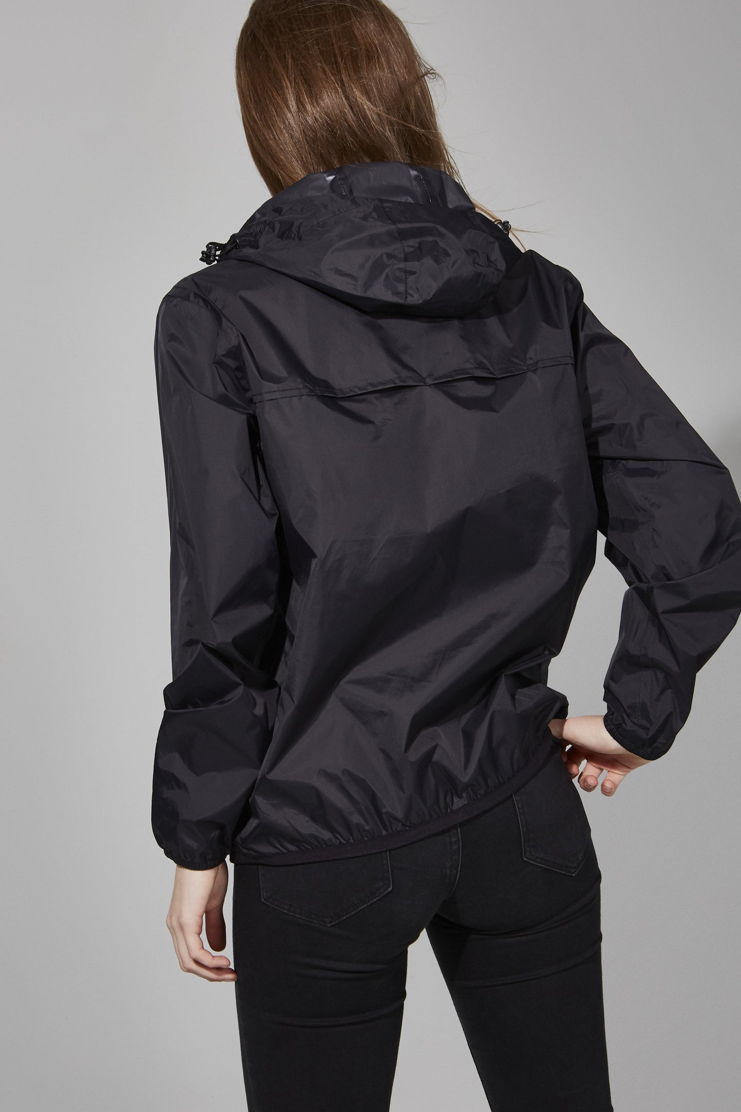 Quarter Zip Packable Rain Jacket in Black