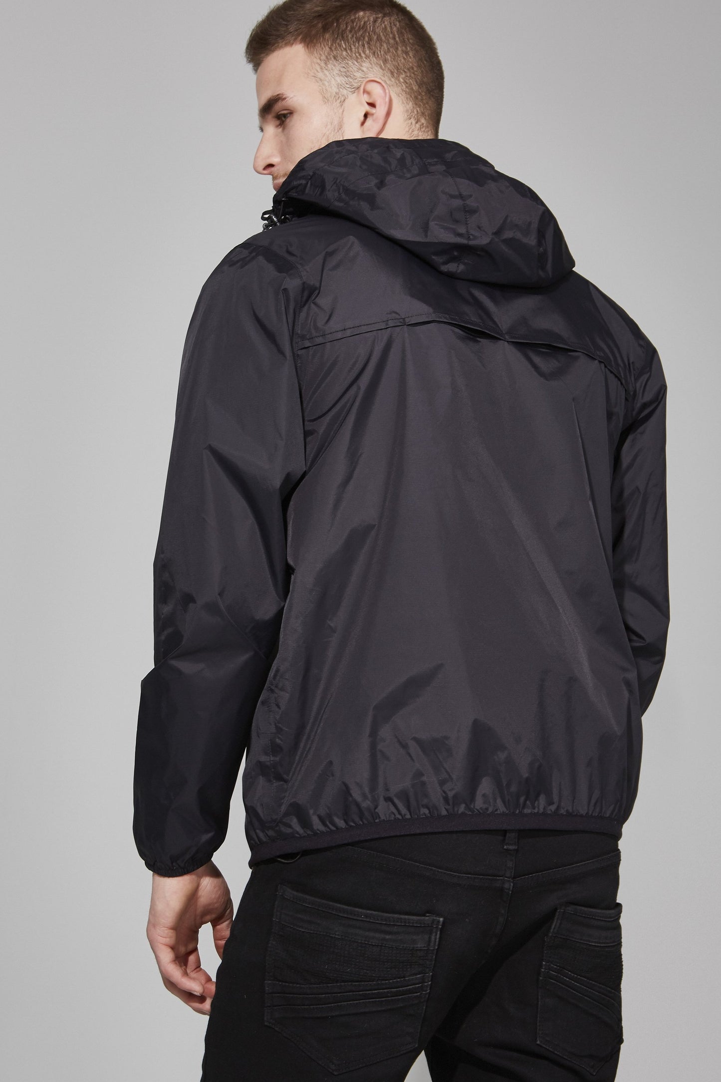 Quarter Zip Packable Rain Pullover - Black