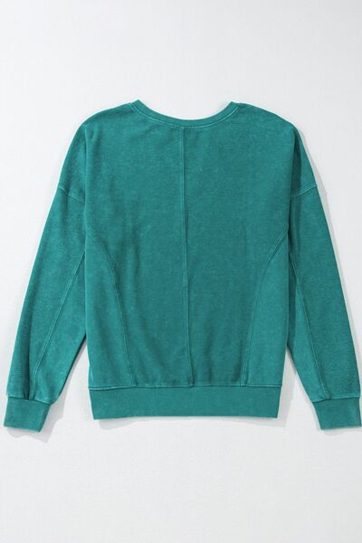 Notched Drop Shoulder Sweatshirt