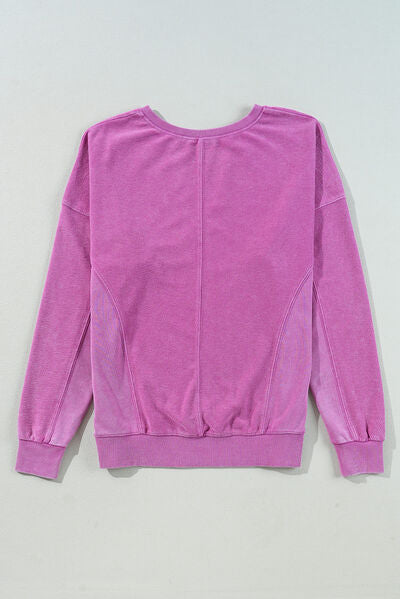 Notched Drop Shoulder Sweatshirt