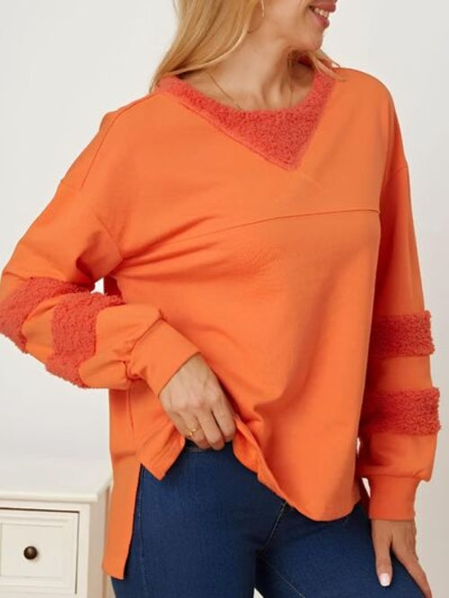 High-Low Round Neck Sweatshirt