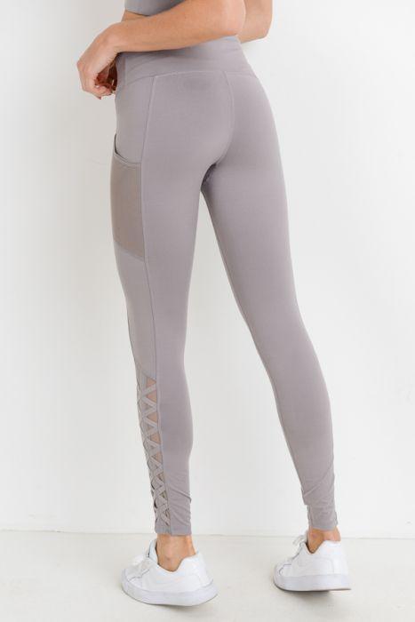 Highwaist Hybrid Mesh & Lattice Straps Full Pocket Leggings