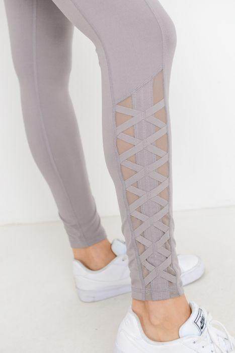 Highwaist Hybrid Mesh & Lattice Straps Full Pocket Leggings