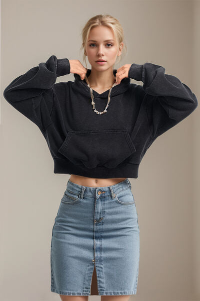 Basic Bae Kangaroo Pocket Cropped Hoodie