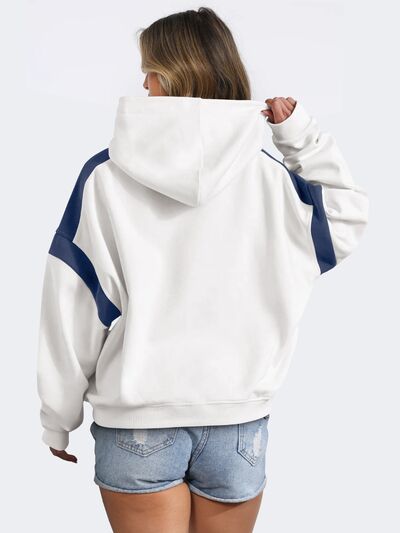 Contrast Dropped Shoulder Hoodie