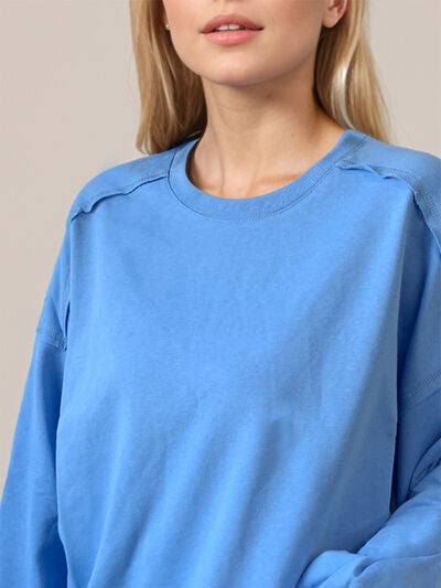 Exposed Seam Round Neck Sweatshirt