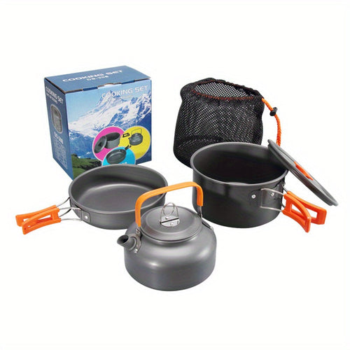 Compact 3Piece Aluminum Cookware Set for Outdoors