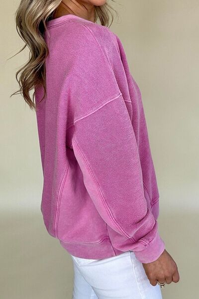 Notched Drop Shoulder Sweatshirt