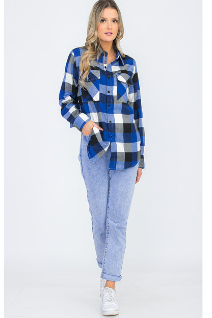 Oversized Blue & Black Flannel Shirt