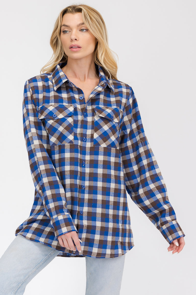 Oversize Plaid Checkered Flannel Shirt