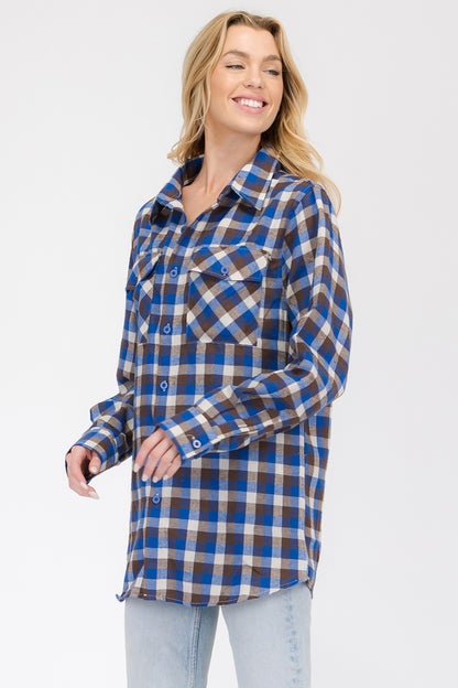 Oversize Plaid Checkered Flannel Shirt