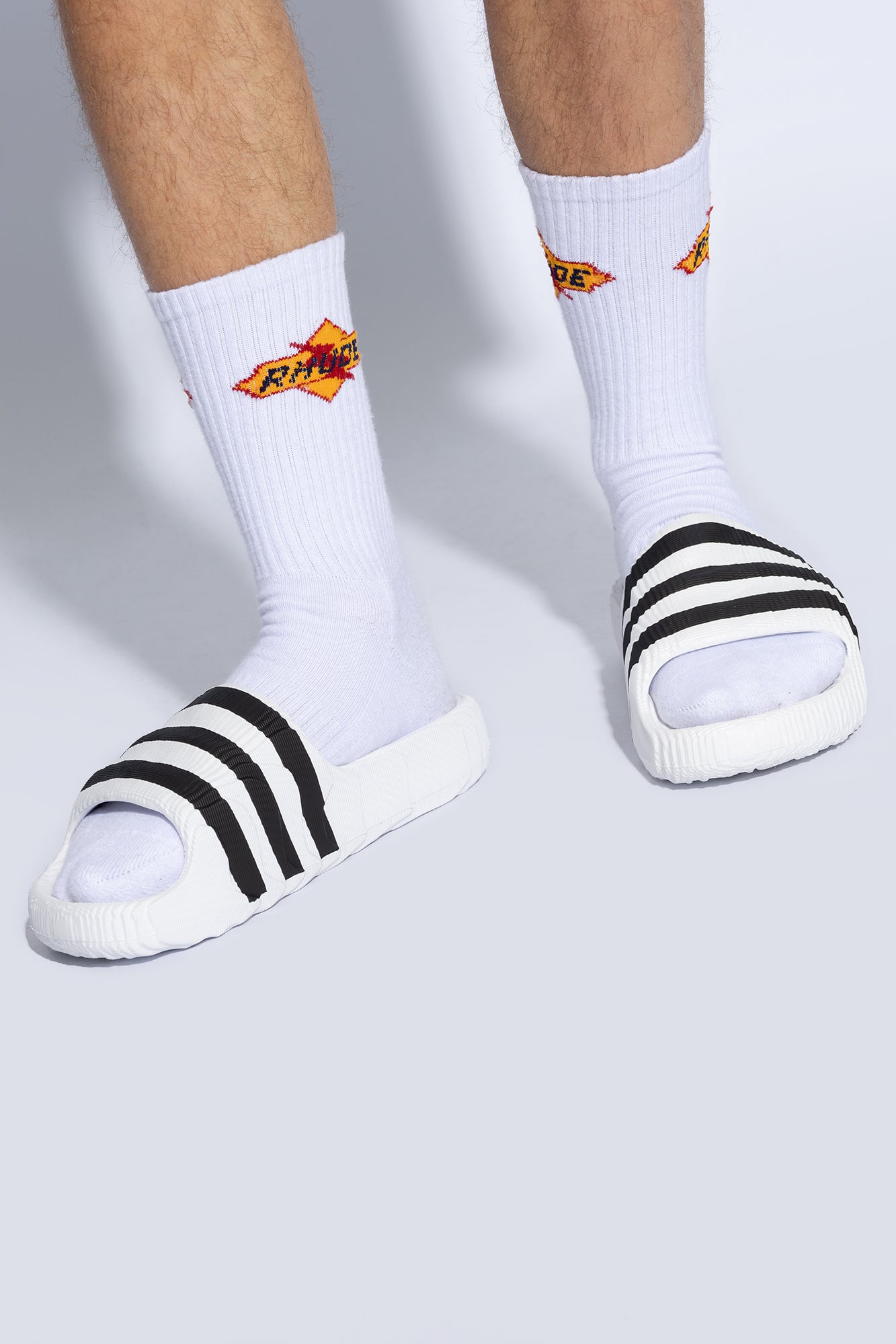 Adidas Adilette White and Black Slides