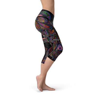 Women's Sugar Skull Capri Leggings