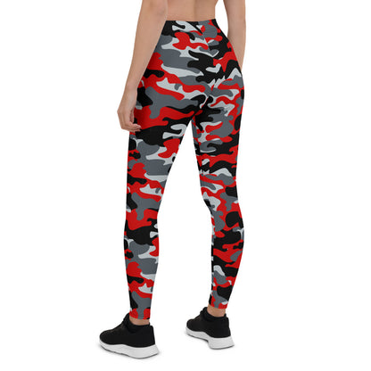 Women's Red and Gray Camo Leggings