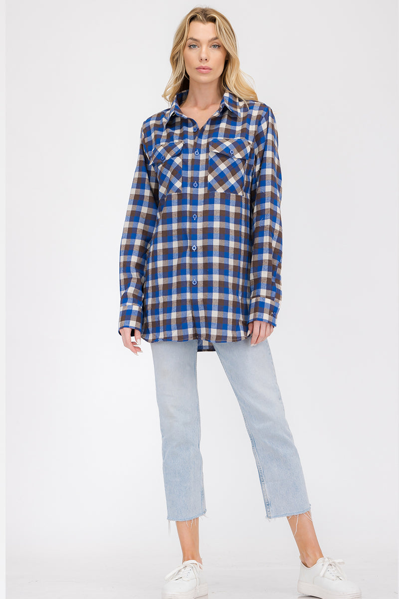 Oversize Plaid Checkered Flannel Shirt