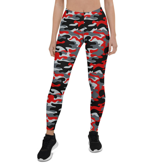 Women's Red and Gray Camo Leggings