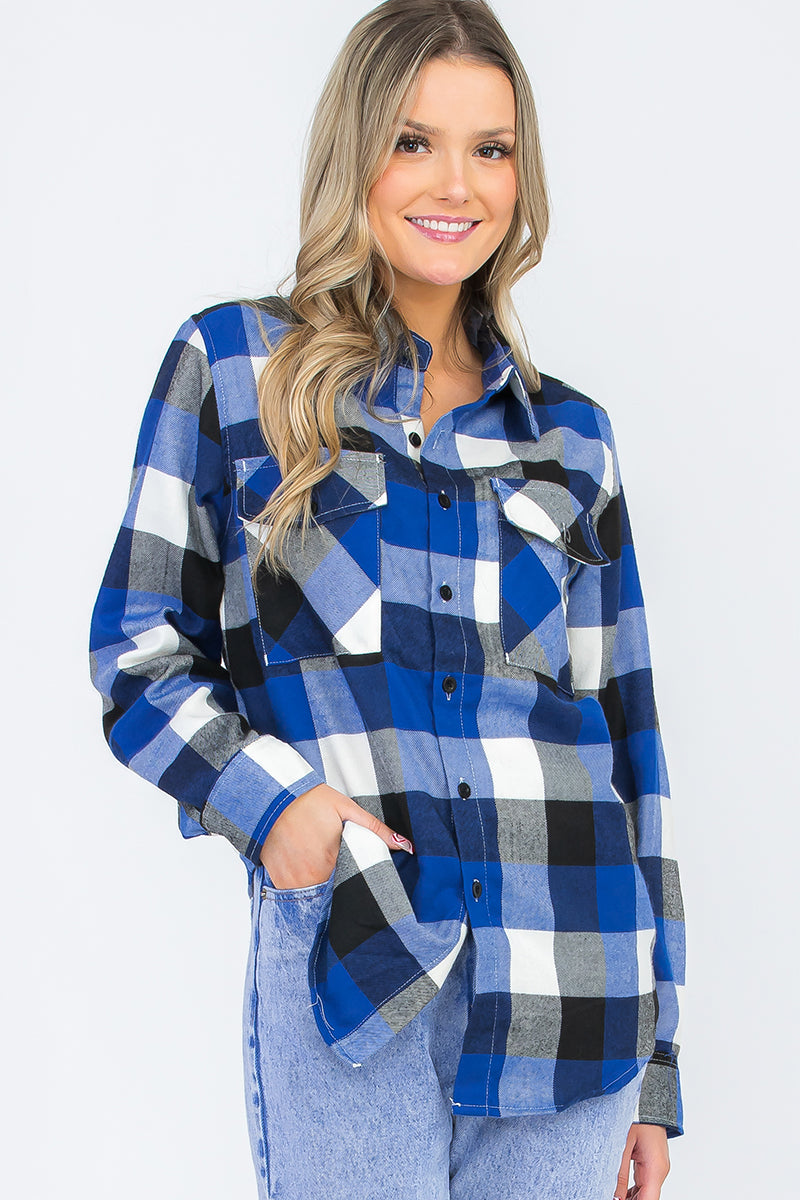 Oversized Blue & Black Flannel Shirt